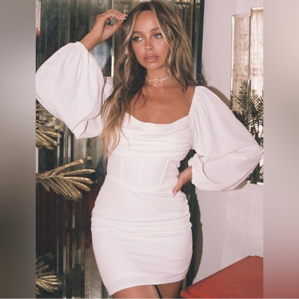 Princess Polly White Long Sleeve Dress